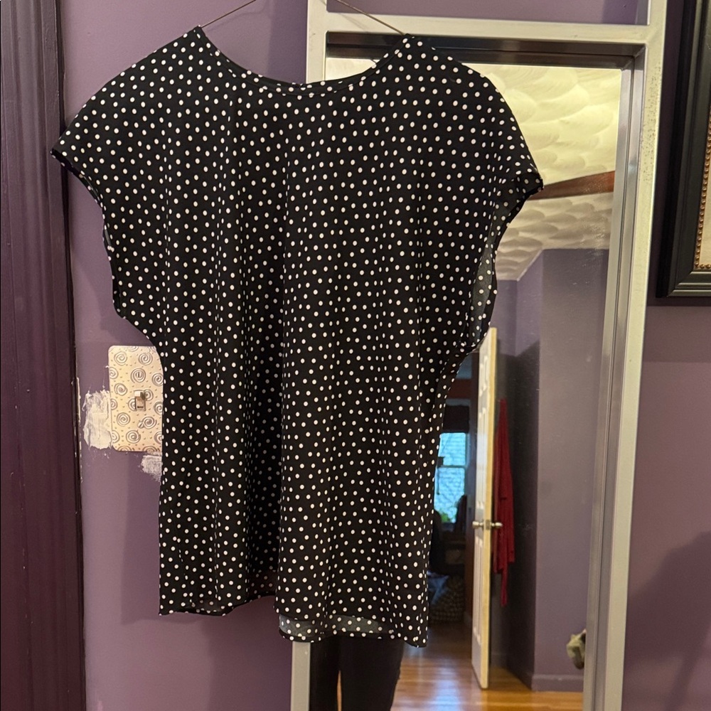 Express Black and White Polka Dot Top